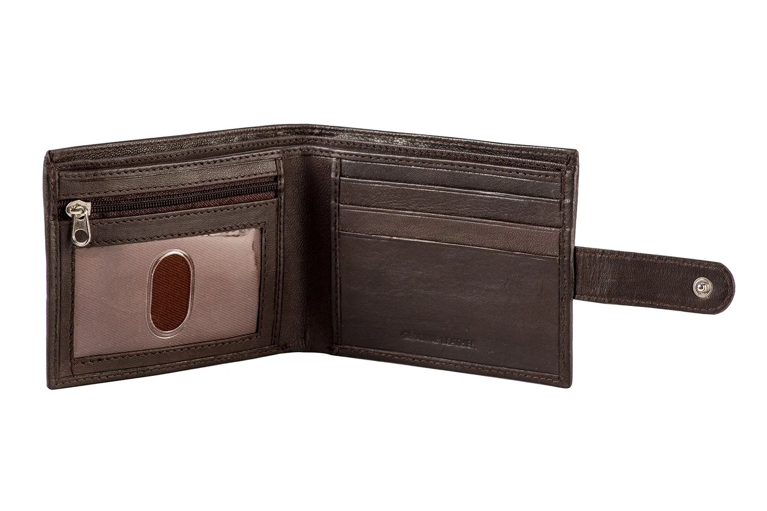 Sakkas Bifold Press Stud Mens Leather Wallet With Gift Bag