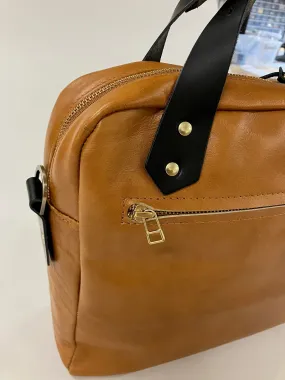 SAMPLE - ONE OF A KIND Leather briefcase, attache case, messenger bag in tan brown leather