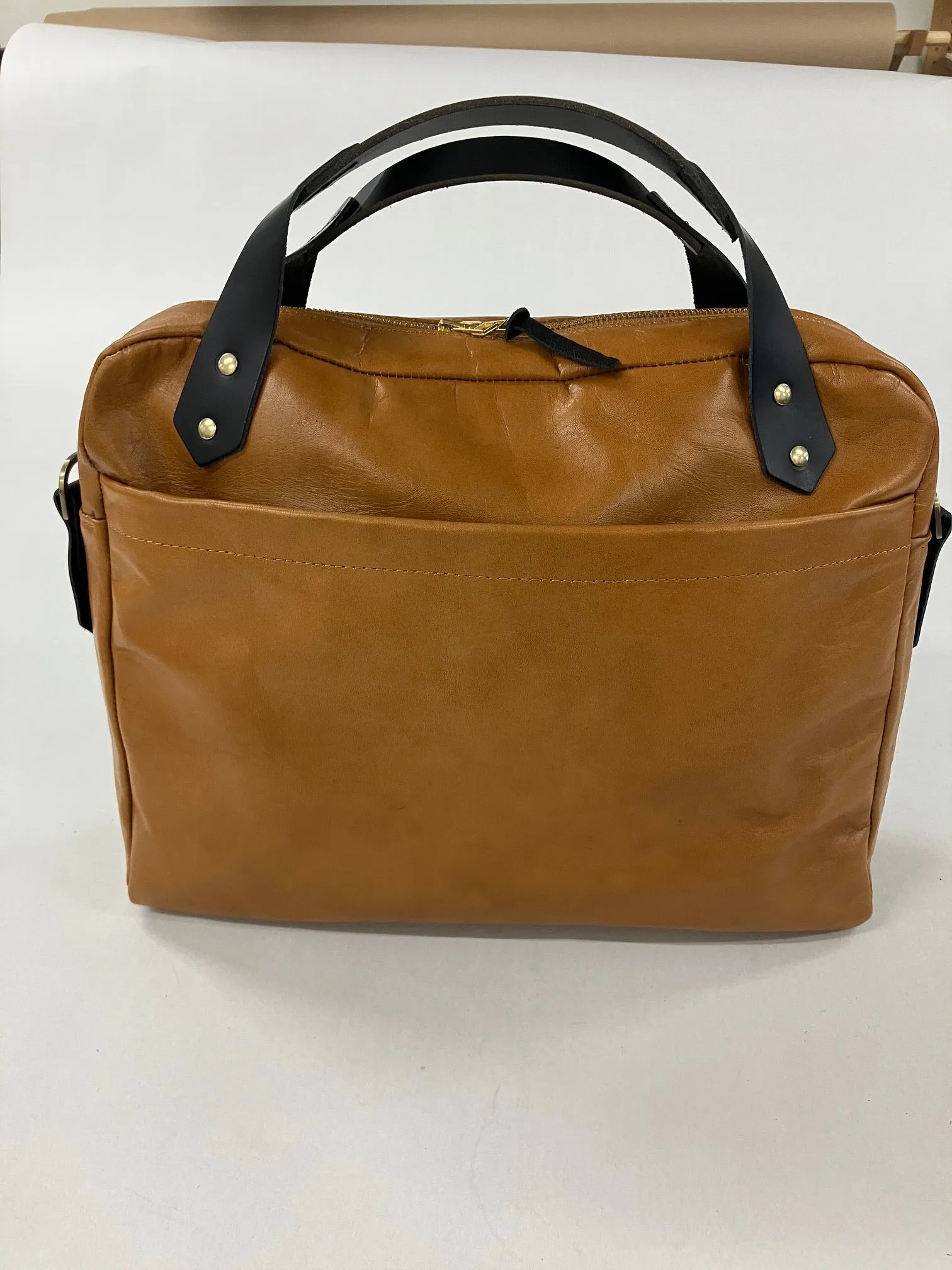 SAMPLE - ONE OF A KIND Leather briefcase, attache case, messenger bag in tan brown leather