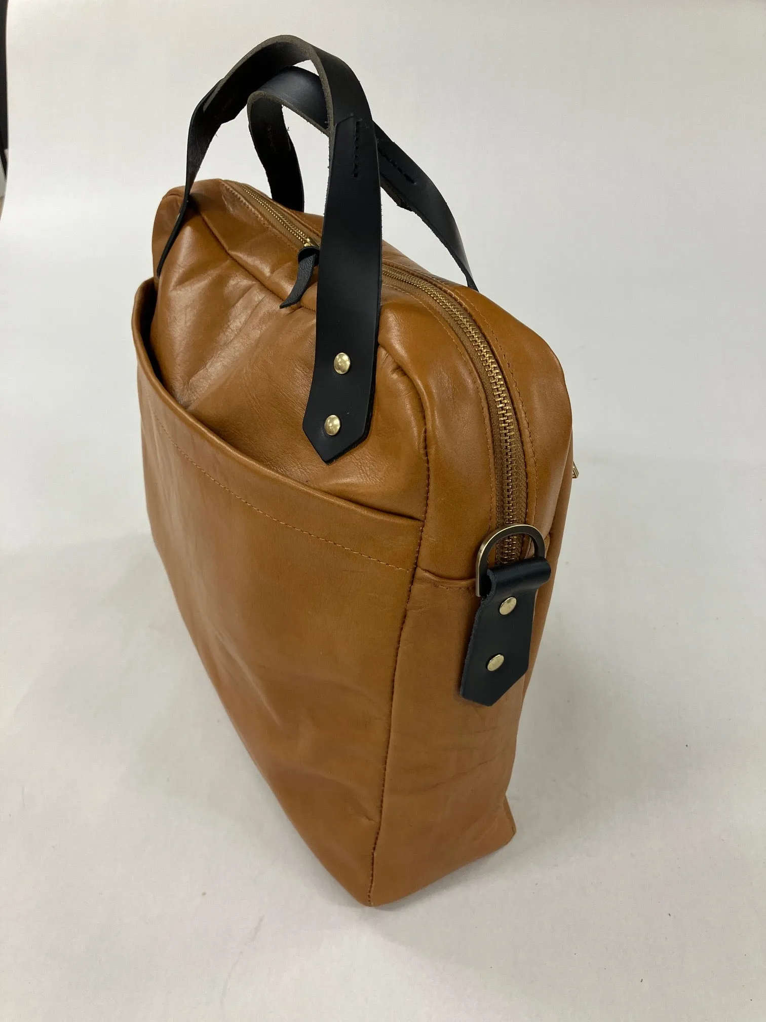 SAMPLE - ONE OF A KIND Leather briefcase, attache case, messenger bag in tan brown leather