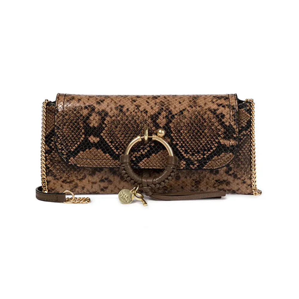 See by Chloé Joan Clutches Snake Print Evening Bag Coconut Brown CHS21SSA69896 205