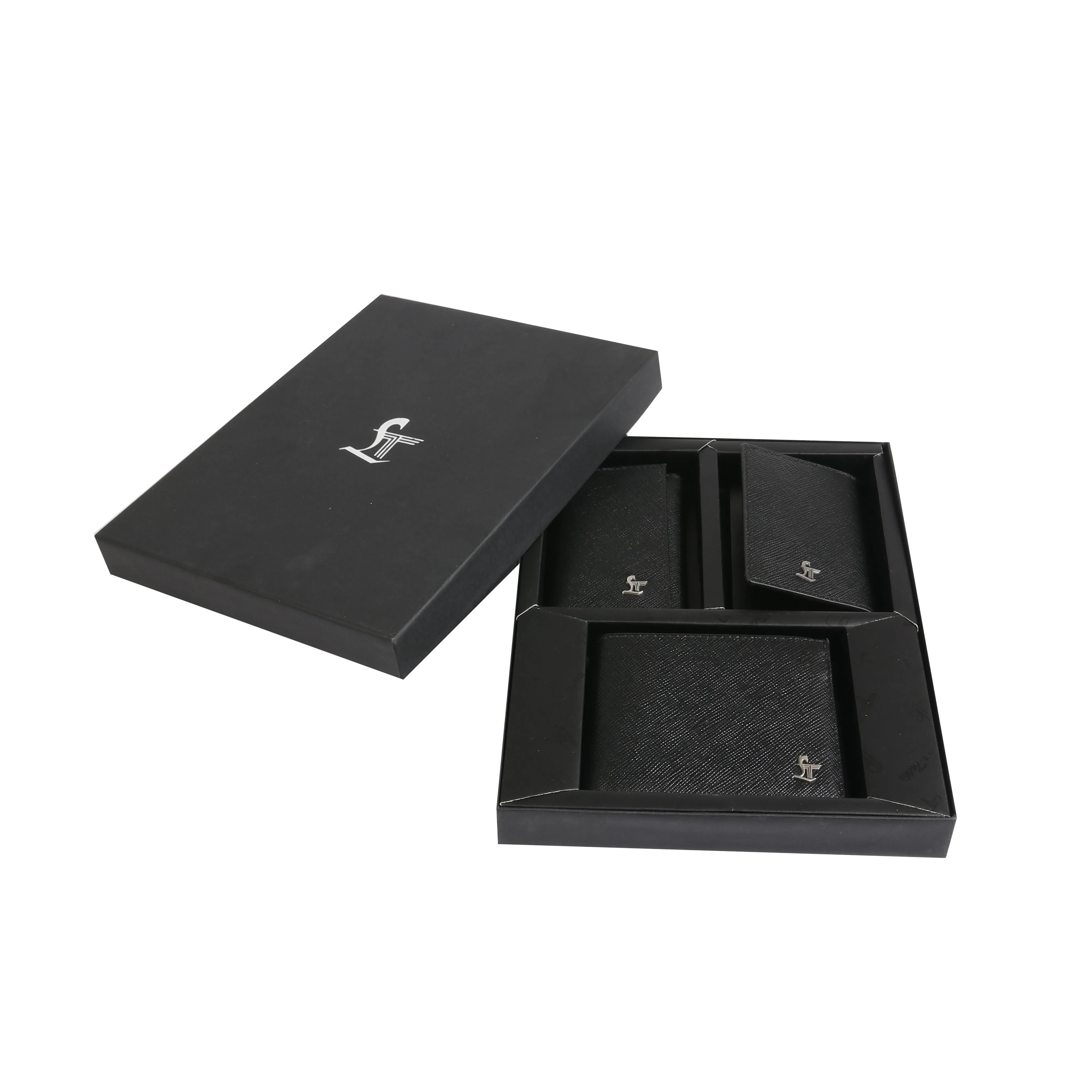 Set of III Gift Set - Men's Wallet, Card Case, Key Pouch | Premium Leather Accessories | Color- Black