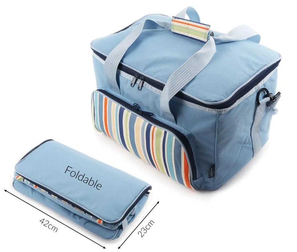 Sky Blue 30 Litre Foldable Family Cool Bag