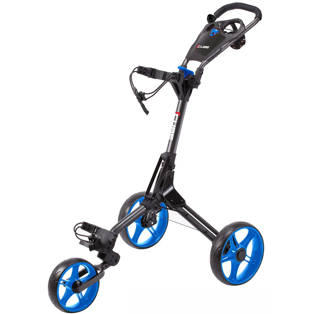 SkyMax Cube 3 3-Wheel Push Trolley - Charcoal/Blue