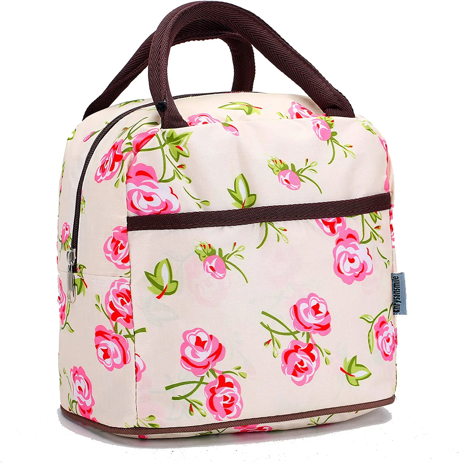 Small Insulated Lunch Bags For Women Girls Cooler Lunch Boxes For Teen Cute Resable Lunch Tote Bag For Picnic School Office Outdoor - White Flower