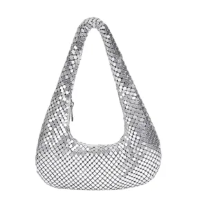 Sook Stainable Sparkly Fabric Shoulder Bag Silver