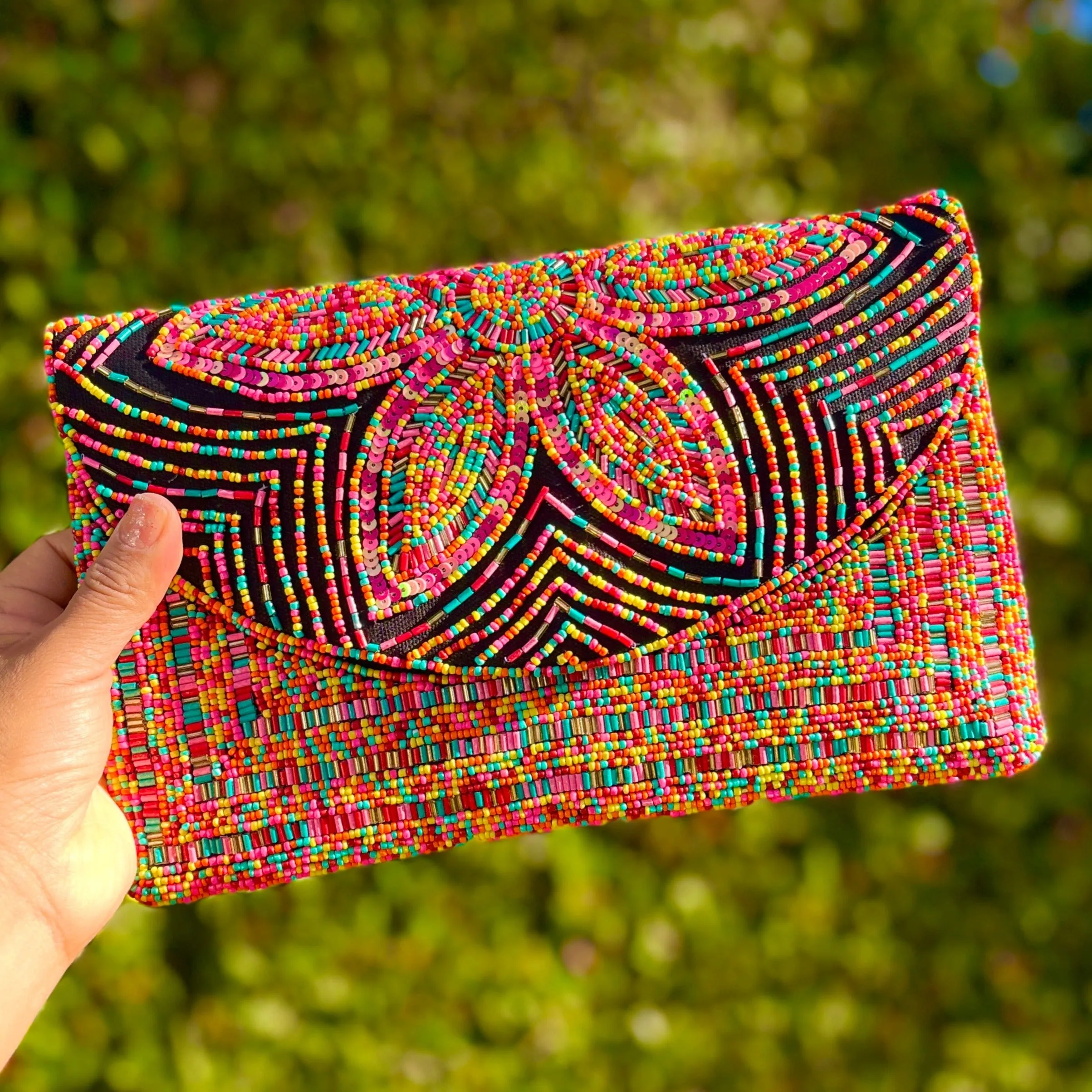 Sunrise Beaded Clutch Purse