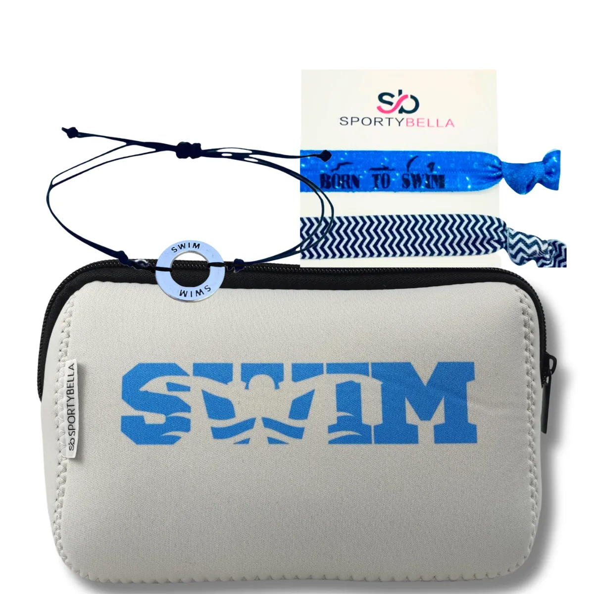 Swim Cosmetic Bag and String Bracelet Gift Bundle