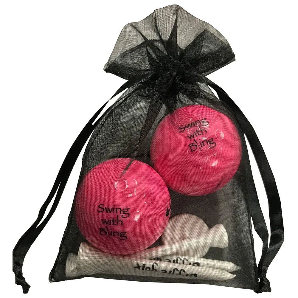 Swing With Bling 2 Golf Balls & 4 Tees Pack