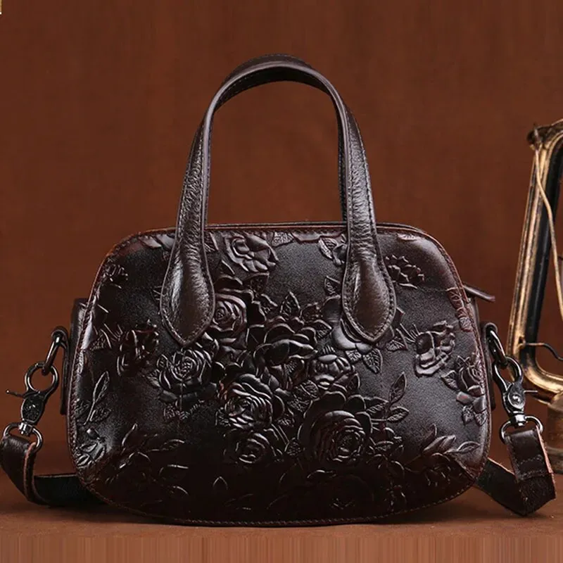 TEEK - Embossed Leather Shell Handbag