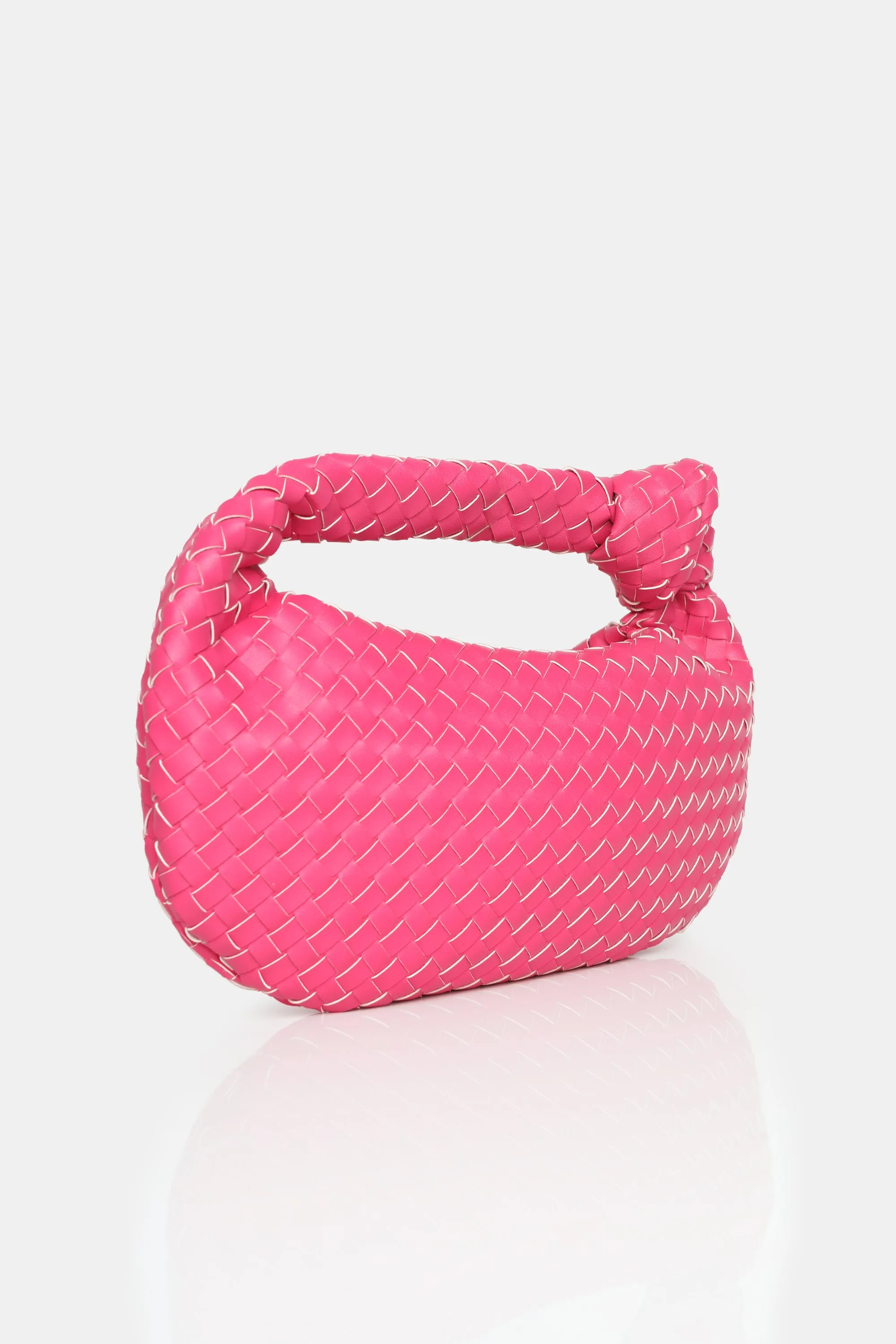 The Blame Hot Pink Woven PU Knot Detail Mini Grab Bag