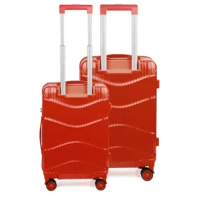 THE CLOWNFISH Combo of 2 Ballard Series Luggage ABS & Polycarbonate Exterior Suitcases Eight Wheel Trolley Bags with TSA Lock-Red (Medium 65 cm-26 inch, Small 55 cm-22 inch)