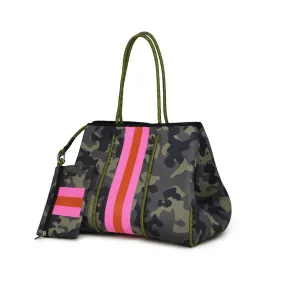 THE LEANN - PINK STRIPE CAMO NEOPRENE BAG