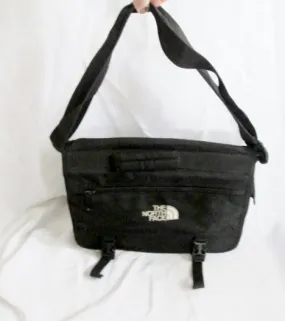 THE NORTH FACE Travel Book Bag Canvas Crossbody Messenger BLACK Man Purse Pockets