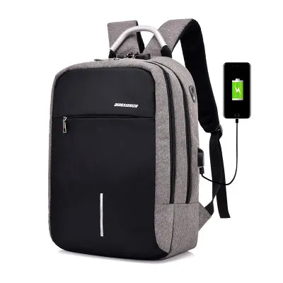 Unisex Backpack Laptop Bag Anti-theft USB Port