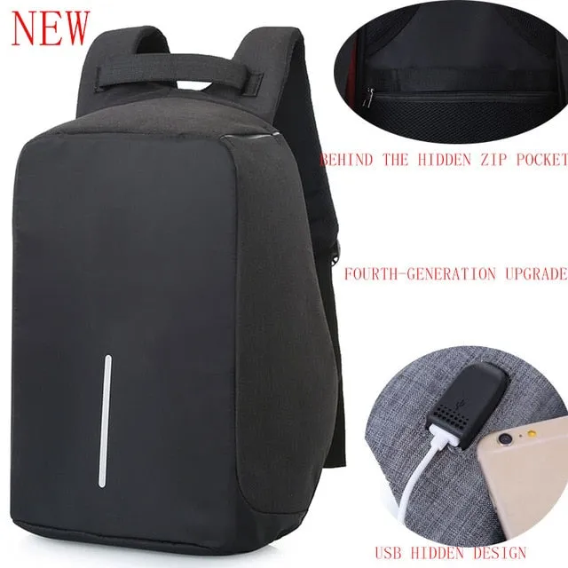 Unisex Backpack Laptop Bag Anti-theft USB Port