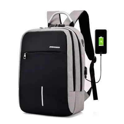 Unisex Backpack Laptop Bag Anti-theft USB Port