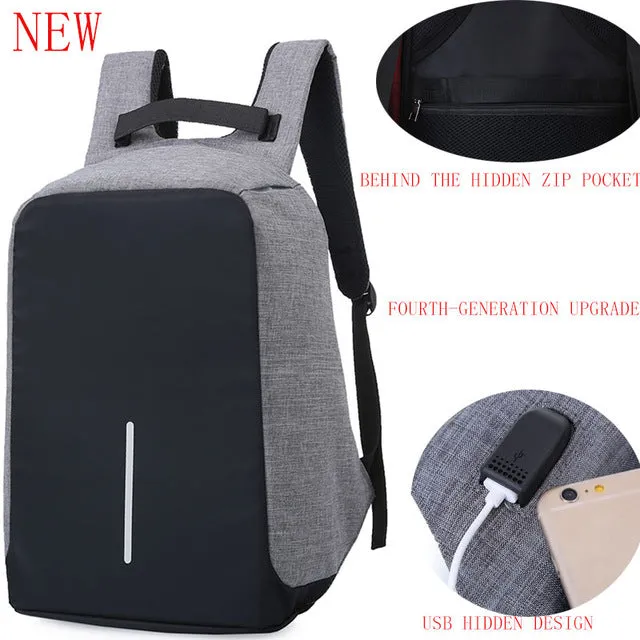 Unisex Backpack Laptop Bag Anti-theft USB Port