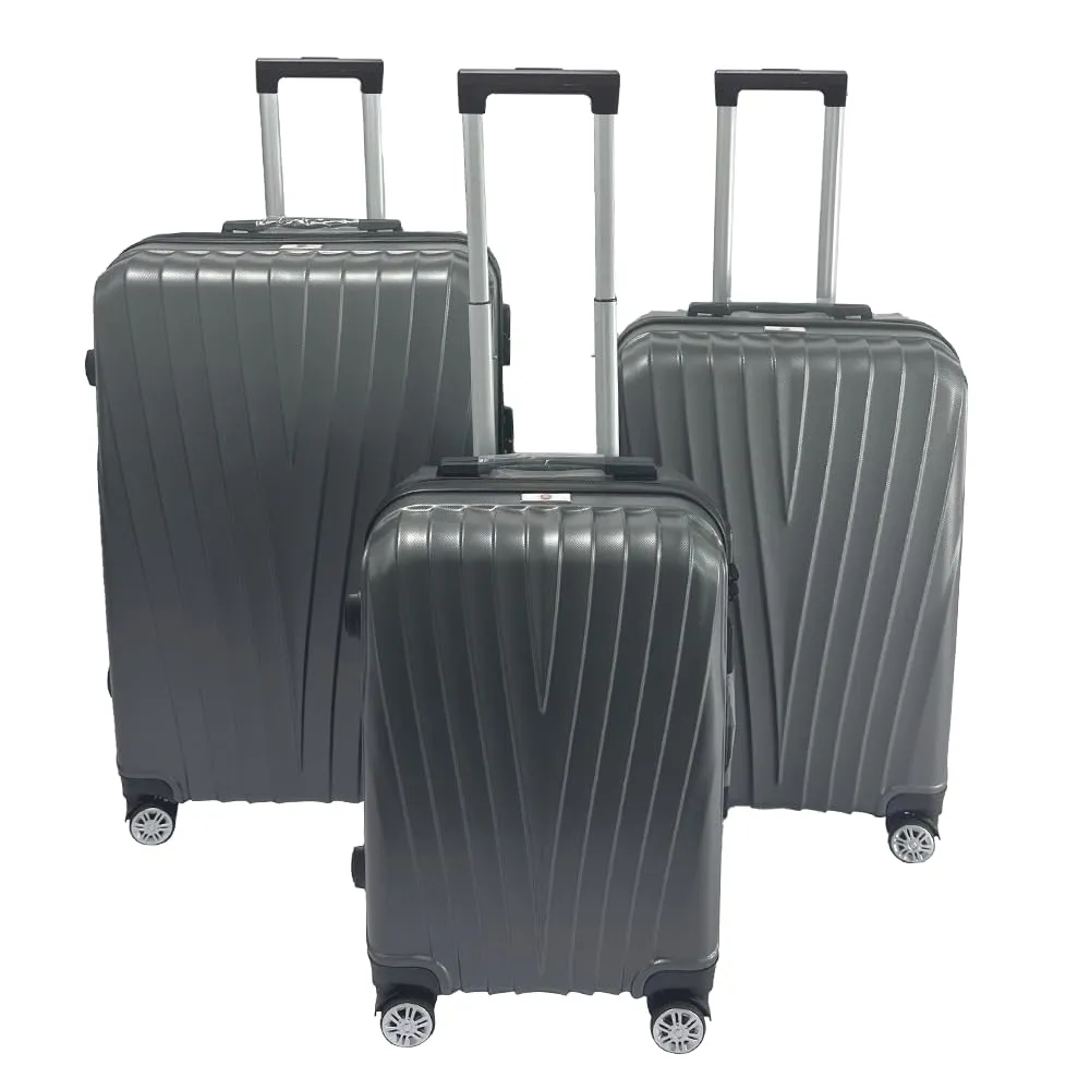 USHA SHRIRAM ABS (20,24,28 Inch - Cabin & Check-in Bag) Luggage Bag|Pack of 3 (55cm, 65cm, 75cm) | Trolley Suitcase for Travel | Travel Luggage for Men Women | Travel Bags for Luggage Trolley (Grey)