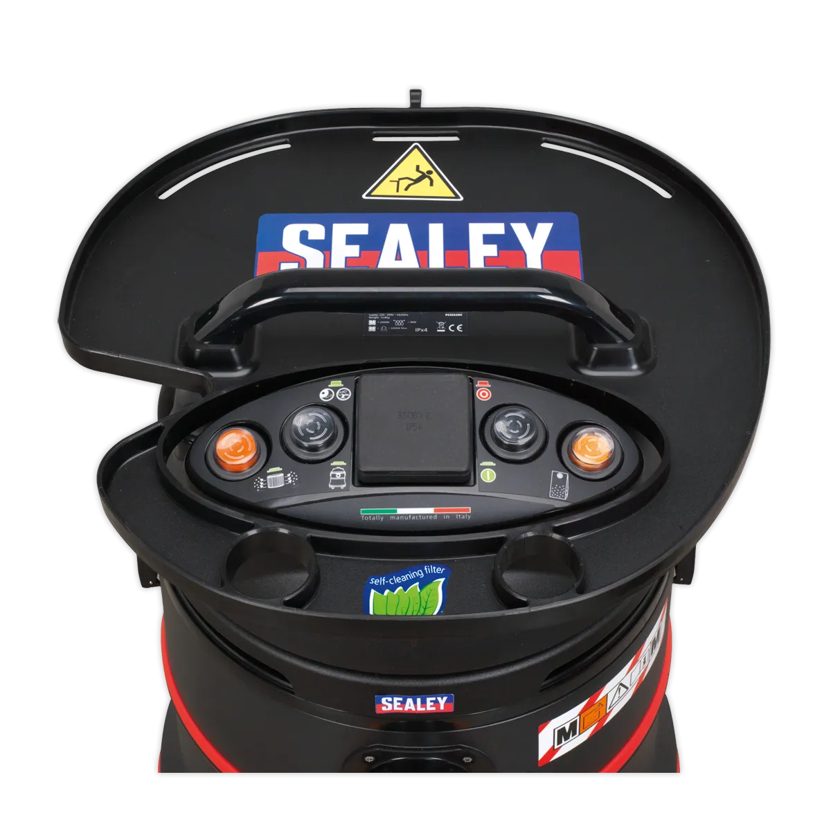 Vacuum Cleaner Industrial Wet/Dry 35L 1200W/230V Plastic Drum Class M Filtration Self-Clean Filter