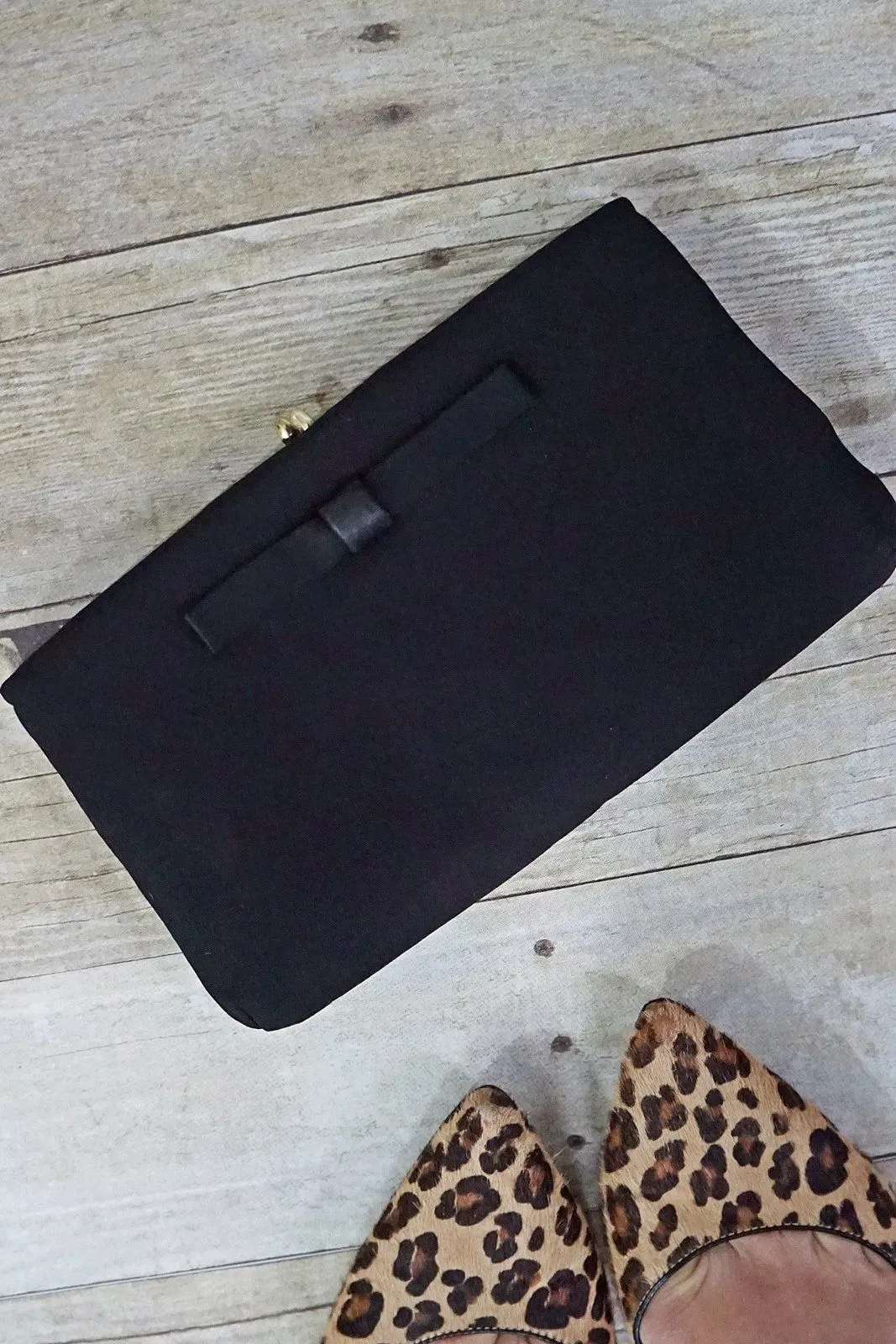 Vintage Ink Black  Kisslock Evening Clutch