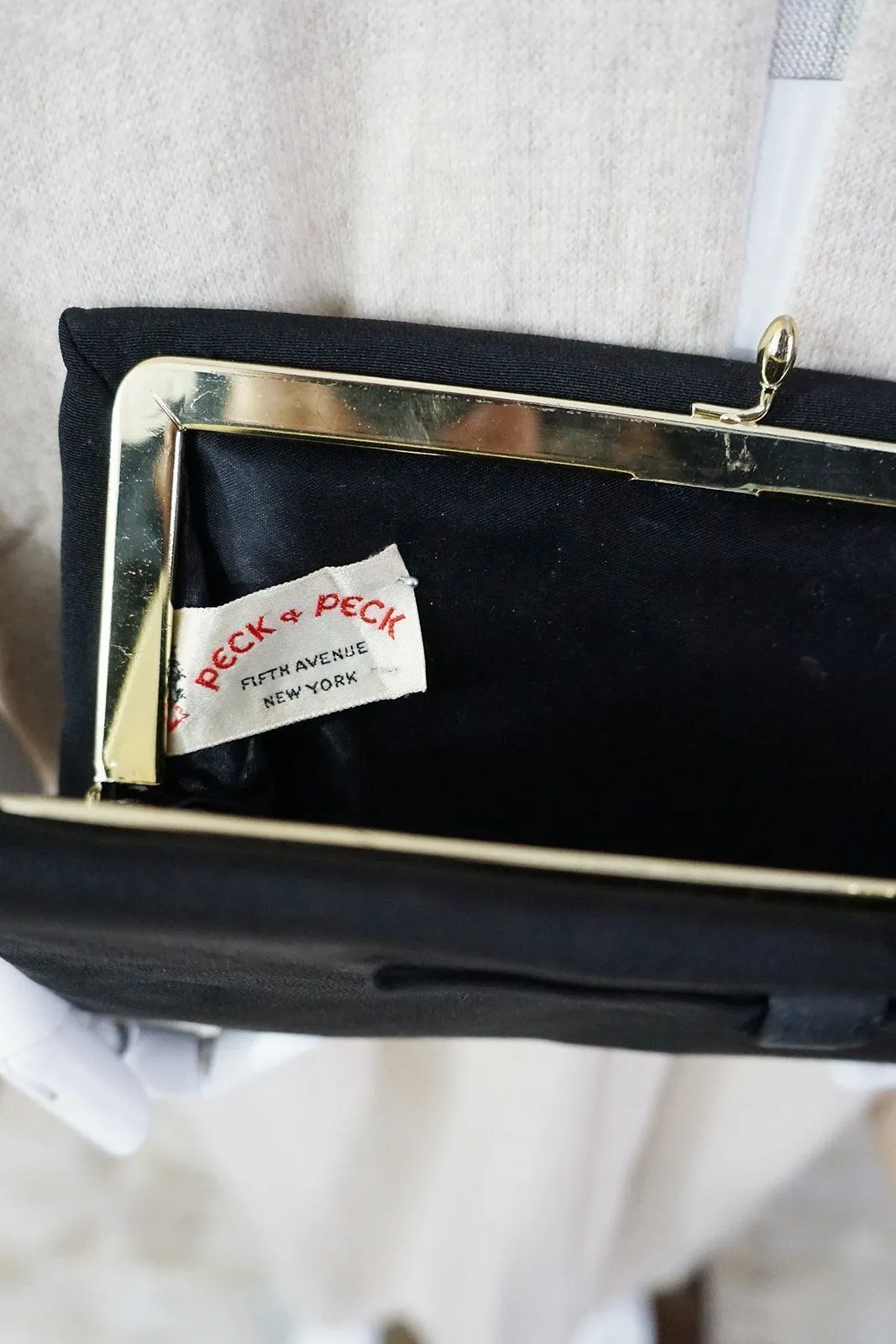 Vintage Ink Black  Kisslock Evening Clutch