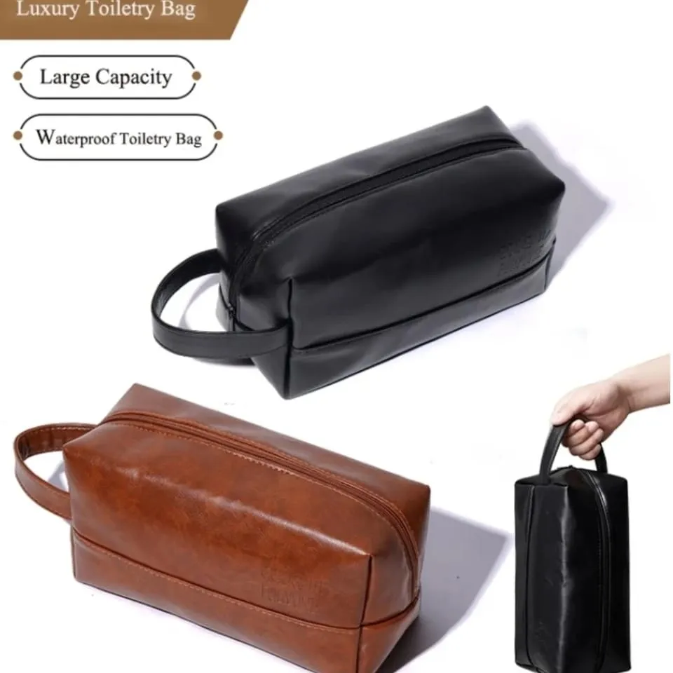 Vintage Luxury Men Toiletry Bag Travel Kit-Brown