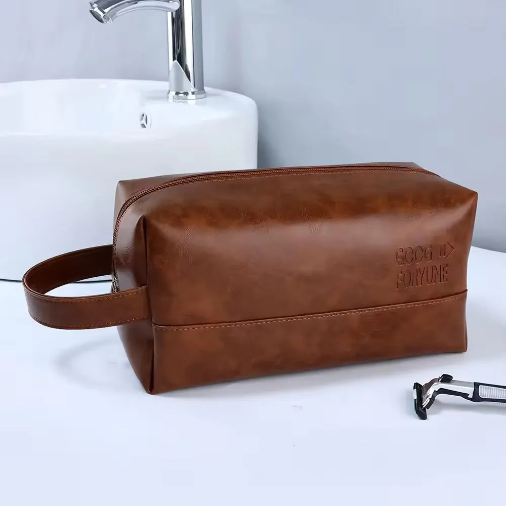 Vintage Luxury Men Toiletry Bag Travel Kit-Brown