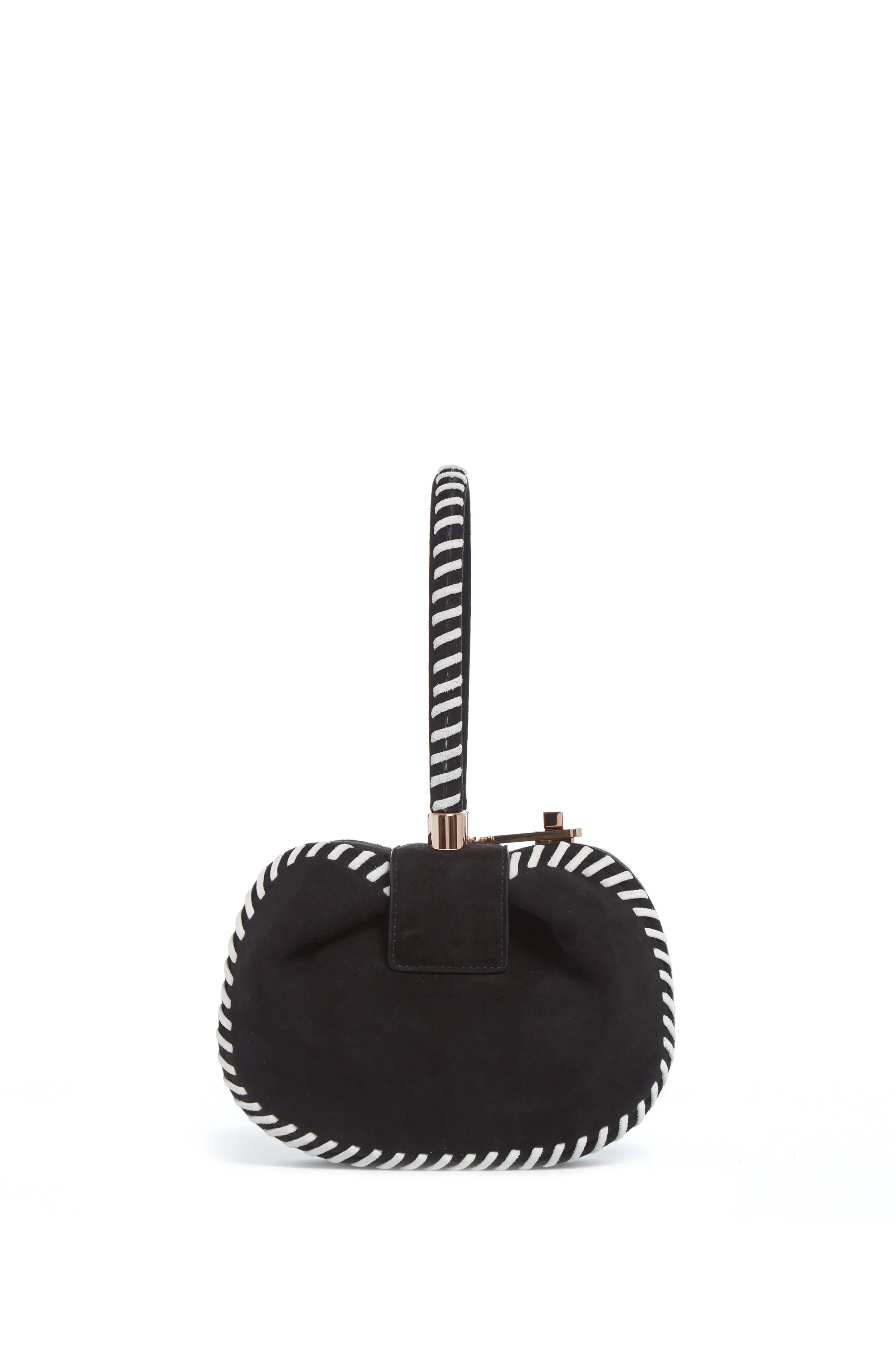 Whipstitch Demi Bag in Black Suede