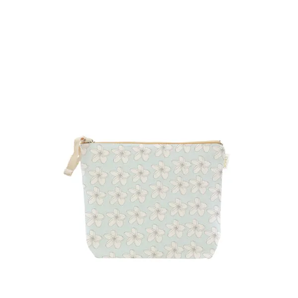 White Plumeria Cosmetic Bag, Small