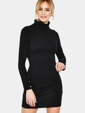 Wholesale Plain Long Sleeve Black Mini Dress