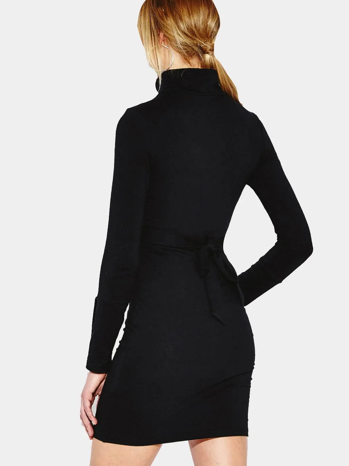 Wholesale Plain Long Sleeve Black Mini Dress