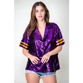 Women's Blouse Gameday Sequin Purple