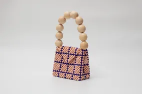 wood ball hand bag（beige checked）