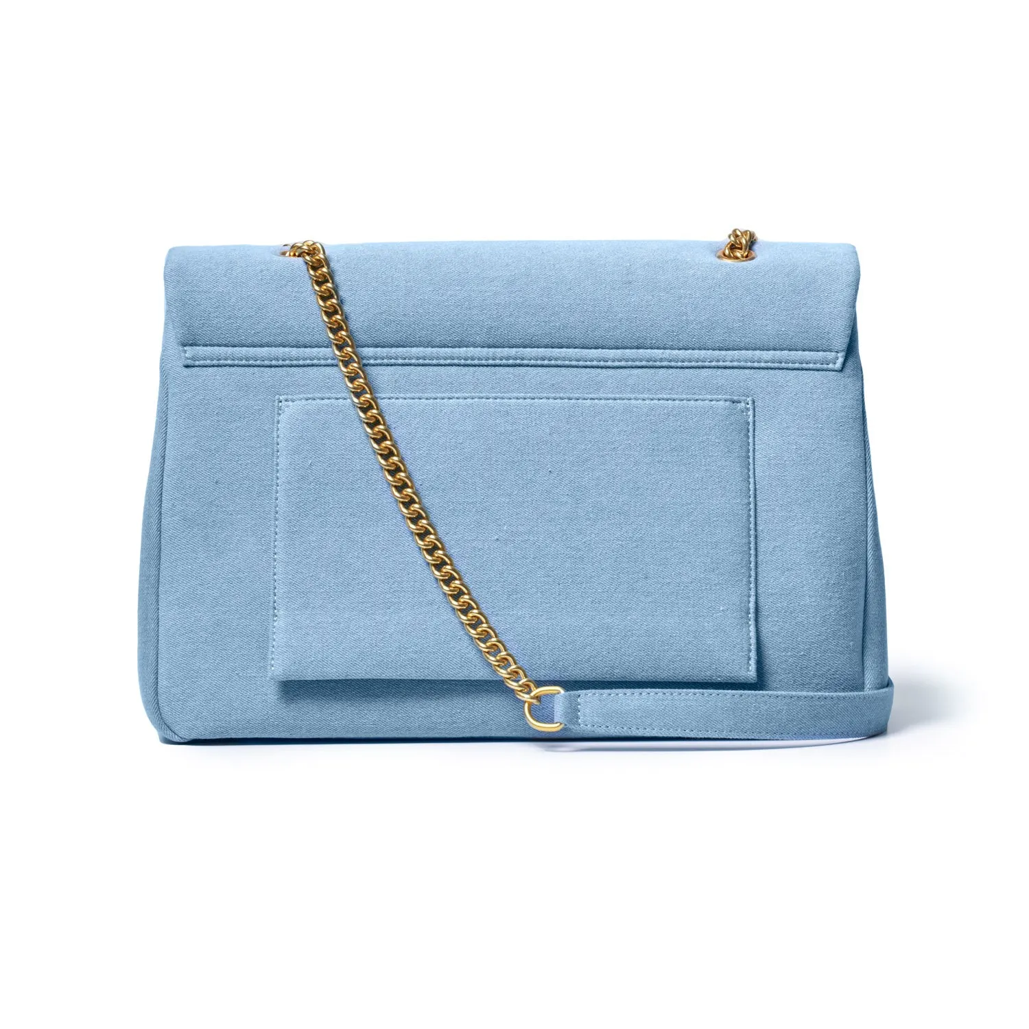 XL DENIM GOLD FLAP BAG