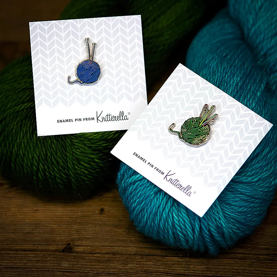 Yarn Ball With Needles - Enamel Pin